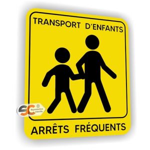 SC ® - Sticker/Autocollant - Transport d'enfants - Transport Scolaire - Arrêts Fréquents - Fabrication Française (Hauteur 15 cm/Largeur 13,5 cm) (S-C, neuf)
