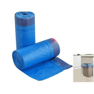 Manfâ Sac à poubelle à fermeture automatique 50 * 60cm 30 L 100pcs Sacs à ordures Bleu Conçu pour la cuisine de bureau Chambre à coucher Salle de bains Jardin et cour extérieure Sacs (Manfâ, neuf)