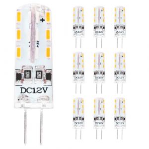 Ampoule LED G4 1.5W,DC 12V Ampoule &agrave; &eacute;conomie d'&eacute;nergie,360&deg; Angle de faisceau,Non-Dimmable (Blanc Chaud, 10 Unit&eacute;) (JIYOUMI, neuf)