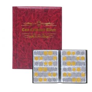480 Pochette Classeur Pieces 2 Euros De Monnaie,Album de pi&egrave;ces de Monnaie,Collection Pi&egrave;ces de Monnaie,Album Numismatique Collection Piece,d'argent Penny Pocket pour collectionneurs (Rouge) (feitao trading, neuf)