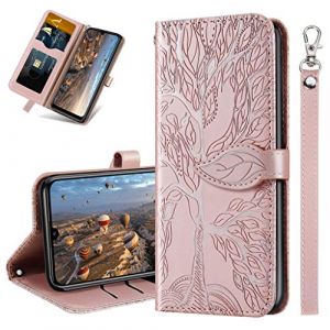 MRSTER Coque pour Huawei P Smart 2019 Rabat &Eacute;tui, Honor 10 Lite Protection Housse en Cuir PU, Coques Portefeuille pour Huawei P Smart 2019 / Honor 10 Lite. RX2 Tree Rose Gold (MRSTER, neuf)