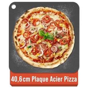 Chef Pomodoro Pierre &agrave; Pizza 40,6 x 40,6 cm (6,35 mm), Pierre R&eacute;fractaire Four, Pierres &agrave; Pizza, Cuisson, Pour Four, Acier, Avec Trous de Pr&eacute;hension, Id&eacute;al Pain et Pizza Maison (MAU Brands - Europe, neuf)
