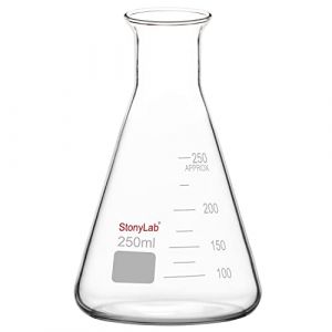 stonylab 1 Paquet Flacon Erlenmeyer &agrave; Large Ouverture en Verre, 250 ml Erlenmeyer Bouteille en Verre Borosilicate Erlenmeyer Flask avec Jante Robuste (J&D Tech FR, neuf)