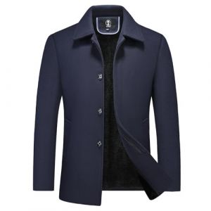 KUDORO Manteau Homme en Laine Chaud pour Hiver Trench Coat Classique Caban Parka Pardessus Slim Fit Business Duffle-Coats Coup-Vent Revers Overcoat(Bleu Marin,3XL) (KUDORO, neuf)