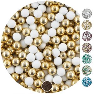 EinsSein 1kg dragees mariage boules de chocolat Mix 1 cm petit blanc-or brillant | Dragées baptême fille garcon communion aux amandes | feter et recevoir fêter de fete couleur pas cher aux bombe tag (Shopingeneur, neuf)