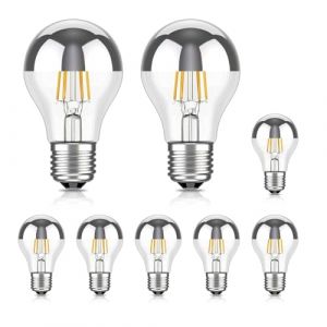 ledscom.de 8 ampoules LED E27, A60, blanc chaud (2700 K), 4,1 W, 461lm, miroir de t&ecirc;te (argent) (LEDs Com GmbH, neuf)