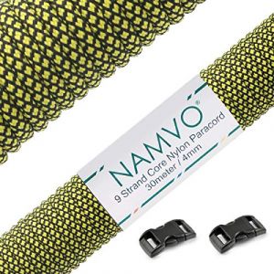 Namvo Paracorde 550 Mil Spec Type III 9 brins internes en Nylon Corde de Parachute Solide à la Rupture 30,5 m Jaune (BUYBOXSTAR, neuf)