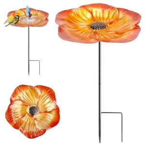 SKIKHN Abreuvoir Oiseaux Exterieur sur Pied,Bain d'Oiseaux pour Extérieur,Mangeoire Oiseaux en Fer en Forme De Fleur avec Pied Amovible,Hauteur 52CM,Décoration Fonte pour Le Jardin Pelouse Marron Doré (ENSHISHISHUBAODIANZISHANGWUYOUXIANGONGSI, neuf)