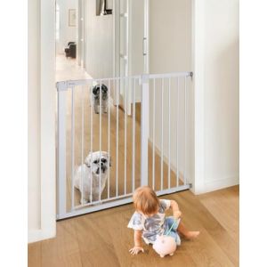 COMOMY Barriere de Securite Enfant Super Haute, 75-117cm Barriere Chien Escalier, sans Percage, Extensible, Fermeture Automatique, Mont&eacute; sous Pression (Blanc) (comomy（fr）, neuf)