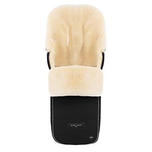 Chancelière en peau de mouton FLIMS LUXE de WERNER CHRIST BABY – Pour poussette ou landau, en fourrure médicale, universelle (Bugaboo, Cybex, Joolz, etc.), en noir (WERNER CHRIST GmbH, neuf)