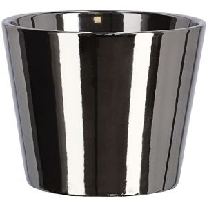 KOTARBAU® Petit pot de fleurs en céramique émaillée brillante Ø 11 cm (1 pièce, argent) (KOTARBAU, neuf)