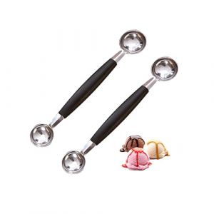 2 PCS Paquet de Cuill&egrave;re &Agrave; Boule de Melon &Agrave; Fruits Double Face, 18 cm Cuill&egrave;re Parisienne de Melon 2 en 1 Cuill&egrave;re &Agrave; Boule en Acier Inoxydable (ZXfad, neuf)