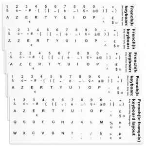 Ensemble de 5 pi&egrave;ces Autocollants Clavier Fran&ccedil;ais, Stickers Universels pour Pc, Ordinateur Portable, R&eacute;parez Vos Touches Facilement. (QUQU JIANING, neuf)