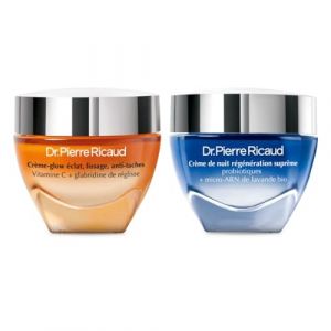 Dr Pierre Ricaud &ndash; Duo Cr&egrave;mes Jour & Nuit &Eacute;clat Anti-&Acirc;ge et R&eacute;g&eacute;n&eacute;ration | Cr&egrave;me Glow-&Eacute;clat &agrave; la Vitamine C 40 ml + Cr&egrave;me de Nuit R&eacute;g&eacute;n&eacute;ration Supr&ecirc;me aux Probiotiques Bio 40 ml (Dr. Pierre Ricaud, neuf)