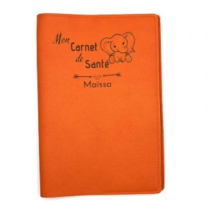 Protège Carnet de Santé Bébé Personnalisé, Housse Carnet de Santé Made in France, Pochette Carnet de Santé 100% Personnalisable, Protection Carnet de Santé Patastik, Etui Carnet de Santé Cuir (Orange) (Voopies, neuf)