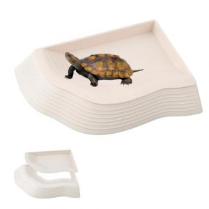 QINGYIWL Abreuvoir Tortue Terrestre, Baignoire pour Reptiles avec Rampe, Bol &agrave; Eau pour Petites Tortues, L&eacute;zard, Amphibien et Autres Petits Reptiles (27.4&times;19.7&times;2.7cm) (qingyixiaoxiaodian, neuf)