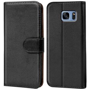Verco Coque pour Samsung Galaxy S7 Edge, Housse Portefeuille pour Galaxy S7 Edge Etui en Cuir Synth&eacute;tique Fonction Stand Case, Noir (ATS-Discounter, neuf)