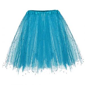 G&eacute;n&eacute;rique Tutu Femme, Tutu, Jupe Tulle Bleu Femme, Short Paillette Deguisement Princesse Adulte 3 Couches R&eacute;tro Ann&eacute;e 80 Grande Taille Ballerines Skirt Fille Soir&eacute;e Patineuse Carnaval Festivals (ChaoWenMao, neuf)
