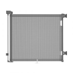 Barrière de Sécurité Rétractable 0-150 cm, Barriere de Securite Enfant Extensible, Barriere de Securite Enroulable pour Enfants et Aux Chiens Petits Moyens, Grands (Gris, 150cm) (WodonDirect, neuf)