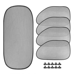 Chaussette Vitre Voiture, LNSYSNS 5 Pièces Pare Soleil Chaussette Voiture, Ventouse Pare Soleil avec 10 Ventouses, 1 Pièces Pare Soleil Pare Brise Arriere, pour Occultation de Vitre de Voiture (ZHOUHON, neuf)