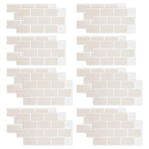 duisoad 20 Pièces Carrelage Adhesif Mural Cuisine, Carreaux Adhesif Cuisine 30,5x 15,3cm Sticker Carrelage Beige pour Cuisine, Salle de Bain, le Mur, Auto-Adhésif (FUJIE, neuf)