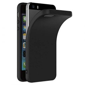 COPHONE&reg; Coque Noir Compatible avec iPhone 5 SE/iPhone 5 / 5S, Housse Etui Noir en Gel TPU Silicone Souple Ultra Mince avec Anti Choc pour iPhone 5 SE/iPhone 5 / 5S (CoPhone, neuf)