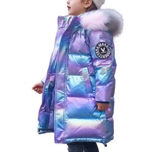 WIEAYUMEI Fille Manteau Longue Epais Blouson &agrave; Capuche Doudoune Chaud Veste Enfant Hiver Fourrure Matelass&eacute; Parka V&ecirc;tements de Ski Violet 7-8 ans (WIEAYUMEI, neuf)