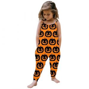 Combinaison imprimée d'halloween pour bébé fille, sans manches, barboteuse, tenues, pantalons, vêtements Combinaison Pyjama Cheval (Black, 2-3Years) (Mosusjoes, neuf)