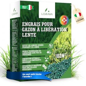 LERAVA® Engrais Gazon Longue Durée 3,6kg NPK Granulaire avec Azote à Libération Lente, Magnésium, Soufre et Microéléments – Fertilisant Haute Qualité pour Pelouses et Espaces Verts - engrais pelouse (Agricenter Spitaler, neuf)