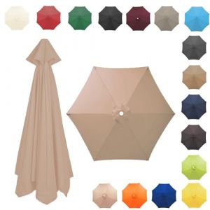350CM/8 Baleines Auvent De Remplacement Pour Parasol De Jardin, Toile De Parasol Déporté, Housse De Rechange Pour Parasol D'extérieur, Polyester Anti UV 50+(Champagne,8 RIBS/350CM(11.5FT)) (杜威威贸易, neuf)