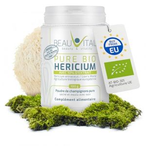 Pure Bio Hericium erinaceus 100g poudre de champignons m&eacute;dicinaux de l'agriculture biologique de l'UE, v&eacute;g&eacute;talien, sans additifs artificiels (BEAUVITAL GmbH, neuf)