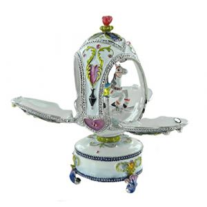 Bo&icirc;te &agrave; musique / bo&icirc;te musicale pour P&acirc;ques en forme d'oeuf musical de style Faberg&eacute; avec cheval de carrousel anim&eacute; et m&eacute;canisme musical &agrave; ressort de 18 notes - La lettre &agrave; Elise (L. v. Beethoven) (Lut&egrave;ce, neuf)