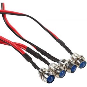 Ejoyous 4pcs Voyant LED en M&eacute;tal, 12V 8mm LED Indicateur Panneau Pilote T&eacute;moin d'avertissement LED Voyant Lumineux Voyant de tableau de bord pilote pour Van Bateau Lumi&egrave;re Bleu (Liusing, neuf)