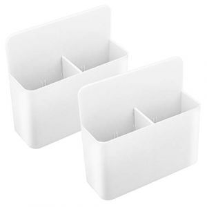 MoKo Boîte de Rangement Magnétique, Lot de 2 Support de Crayon pour Tableau Blanc, Fournitures Scolaires, Organiseur avec 2 Compartiments pour Réfrigérateur, Tableau Blanc, Surface Magnétique, Blanc (KnoWhite, neuf)