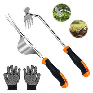 Vylyciy 2 Pièces Désherbeur Manuel Acier Inoxydable, Arrache Mauvaise Herbe, Outil de Désherbage Manuel, Arrache Pissenlit, Outils Jardinage pour Creuser, Désherber, Ameublir Le Sol (TEKTONIX LTD, neuf)