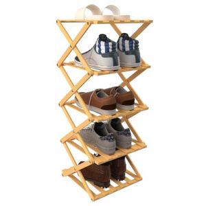 Meuble a Chaussures Exterieur Imperm&eacute;able,Meuble Chaussure Bois, Range Chaussure, &Eacute;tag&egrave;re &agrave; Chaussures Haute et &Eacute;troite for Entr&eacute;e, Dortoir, sous Le Lit,25*25*86cm (5) (Couleur bois d'origine) (Hechheu, neuf)
