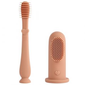 Vicloon Brosses &agrave; Dents pour B&eacute;b&eacute;, Manuelle Brosse + B&eacute;b&eacute; Brosse &agrave; Dents Doigt, 100% Silicone, Sans BPA, Pour Brossage Des Dents et Massage Des Gencives avec Cas Clair (Vicloon&reg;-FR, neuf)