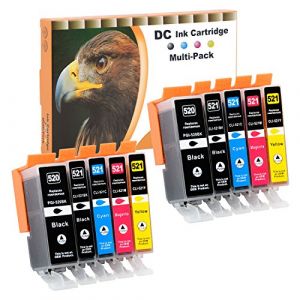 D&C 10x Cartouches d'encre compatibles pour Canon PGI-520 CLI-521 pour Canon Pixma IP3600 IP4600 IP4600X IP4700 MP540 MP550 MP560 MP620 MP630 MP640 MP640R MP980 MP990 MX860 MX870 (10-Pack) (LOSMANN, neuf)