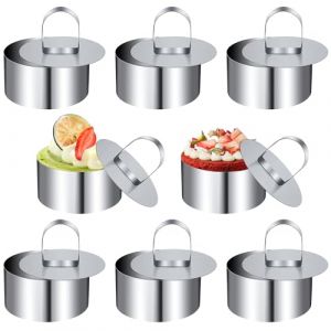 Emporte Pi&egrave;ce Rond, 8 Pi&egrave;ces Emporte Piece Rond 8 cm, Cercle Patisserie, Acier Inoxydable Emporte-Pi&egrave;ces, avec Couvercle Convient pour Mousses G&acirc;teaux Desserts Biscuits Gla&ccedil;age (gtoo, neuf)