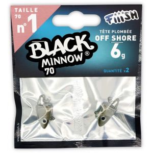 Fiiish Tete Plombee Off Shore Black Minnow No.1-6g - Kaki - BM144 (KERFISH, neuf)