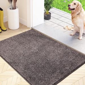 FCSDETAIL Paillasson Attrape-Poussi&egrave;re, Tapis de Sol Antid&eacute;rapant Lavable en Machine, Tapis d'Entr&eacute;e avec Microfibres Douces Absorbantes pour Chien, Entr&eacute;e, Porte et Couloir, Gris Clair-noir (RunBang, neuf)