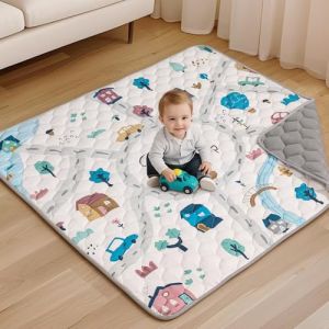 COMOMY Tapis d'eveil Bebe, Extra Doux Tapis de Jeux Bebe, Tapis Sol Bebe de Jeu Pour Parc, Pliable Tapis d'&eacute;veil et de Jeux (Blanc gris&acirc;tre, 127x127cm) (comomy（fr）, neuf)