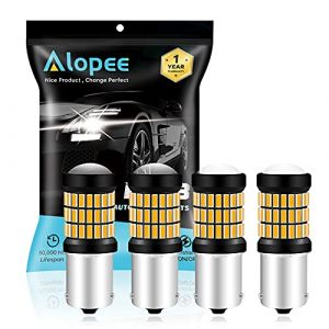 Alopee P21W 1156 BA15S 4014 60 SMD Ampoules LED Orange/Jaune Super Brillant 700LM Ampoule LED pour Voiture Clignotants Feux arrière Feux de clignotant Feu de position latéral 9-18V-DC 4W (Lot de 4) (EU-AMAZENAR Global, neuf)