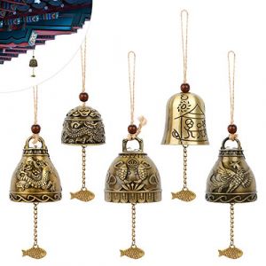 5 Pcs Bénédiction Carillon À Vent Cloche de Bénédiction Feng Shui Carillons Campanule Carillons à Vent Fengshui Bells Bouddha Carillon à Vent Phoenix Carillon à Vent en Métal pour la Maison et Jardin (huahaoda Bao, neuf)