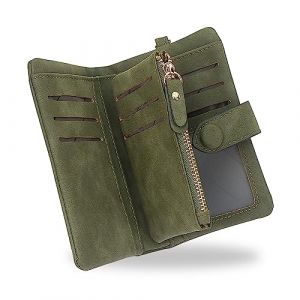 conisy Portefeuille Femme RFID Blocage,Grande Capacité Petite Porte Monnaie en Cuir Chic Court Bourse pour Les Dames (Verte Olive) (conisy, neuf)