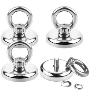 Aimant Neodyme Super Puissant, 34kg Force de Aimant Néodyme, Aimants Avec Trou Rond Magnétique Crochet, Diamètre 32mm Aimanté Peche Pour Garage Casiers Croisière (4 Pièces) (LUQIQISTORE, neuf)