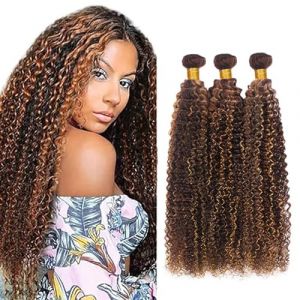 AiPliantfis Tissage Bouclé Naturel Curly Wave Human Hair Bundles Tissage Brésilien Human Hair Bundles Double Weft 100% Unprocessed Virgin 300g Total Tissage bresilien for Women 28 30 32 Pouce (GongBei Hair, neuf)