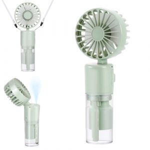 JIZZU Mini Ventilateur Brumisateur Portatif, 4000mAh Ventilateur Main USB Rechargeable [5-21Heures de Travail], 4 Vitesses, Ventilateur de Poche Silencieux Pliable pour Extérieur, Voyage, Vert (Li Cizhen trading company, neuf)