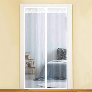 GUOGAI Rideau Aimant&eacute; pour, 100x215cm(39x85inch) Magn&eacute;Tique Rideau De Porte Rideau Anti Mouche Animaux Accept&eacute;S Portes De Balcon Portes Coulissantes, Blanc (GUOGAI, neuf)