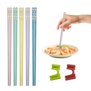 Lot de 5 paires de baguettes chinoises lavables au lave-vaisselle r&eacute;utilisables antid&eacute;rapantes pour nouilles &agrave; sushi Multicolore (mingyuekejiyouxiangongsi, neuf)